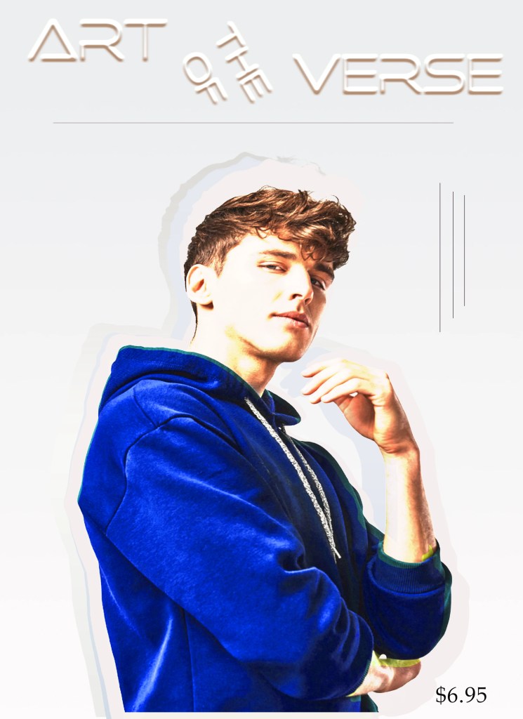 Young man striking a modern urban pose in front of vintage cars