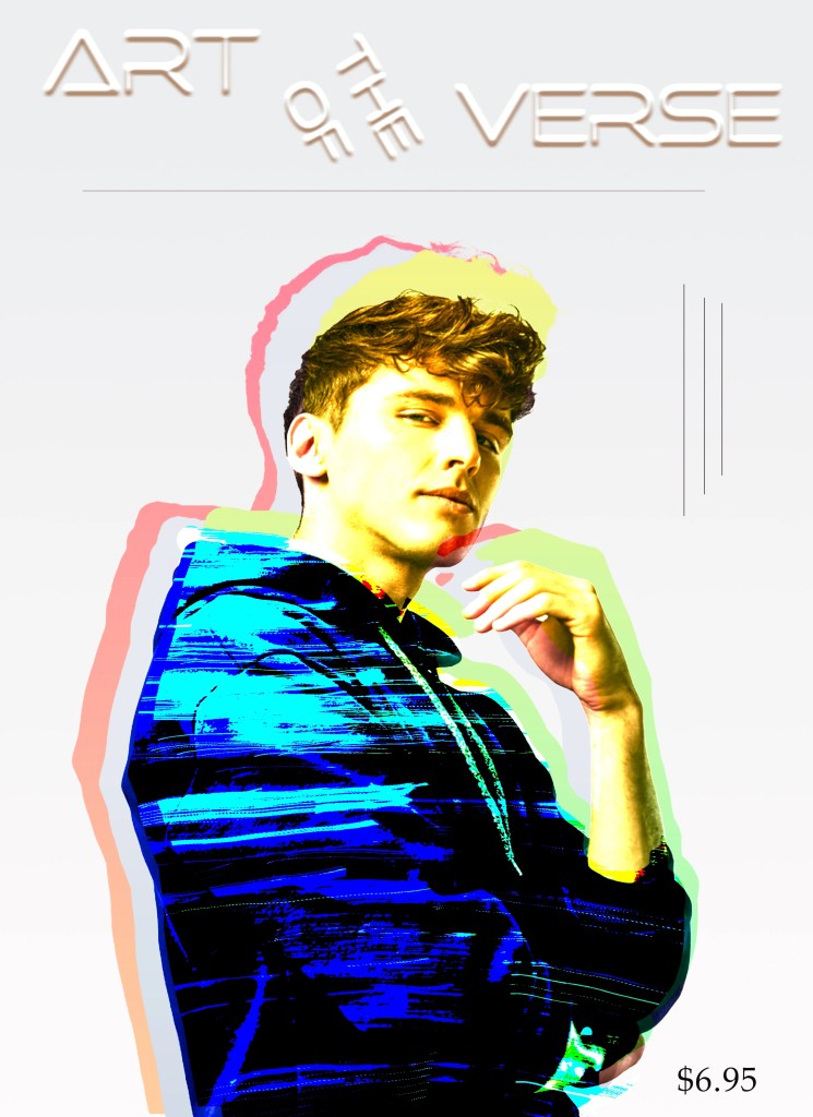 Young man striking a modern urban pose in front of vintage cars