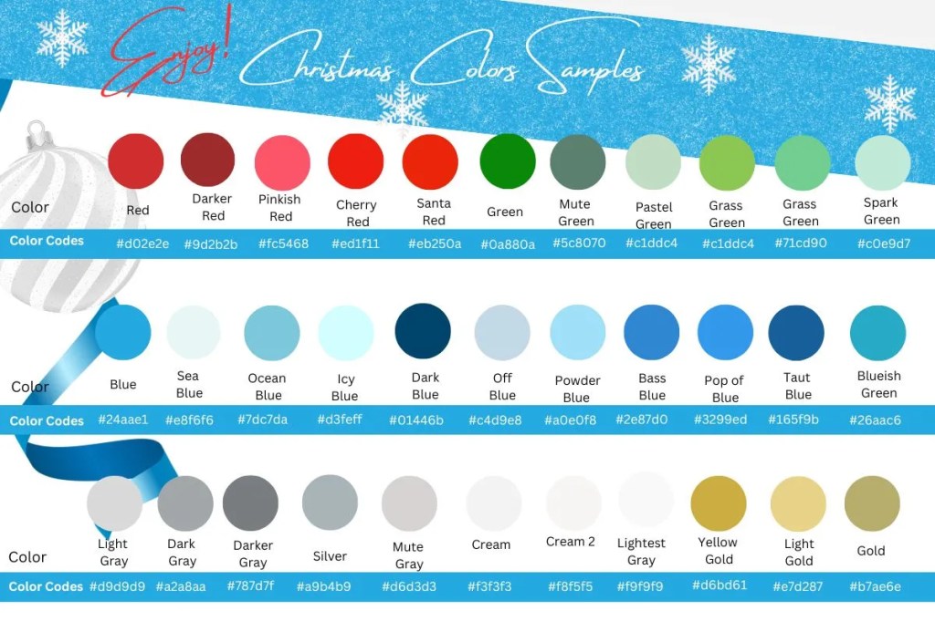 Graphic of Christmas Colors Codes