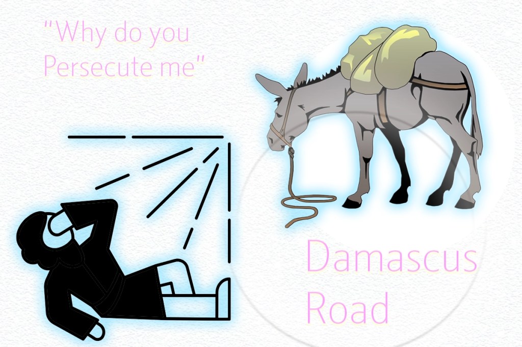 Graphic illustrating Paul being knocked off the donkey on Damascus Road