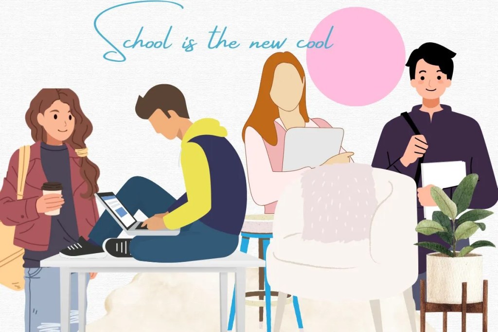 A collage of students who convey different personalities in school