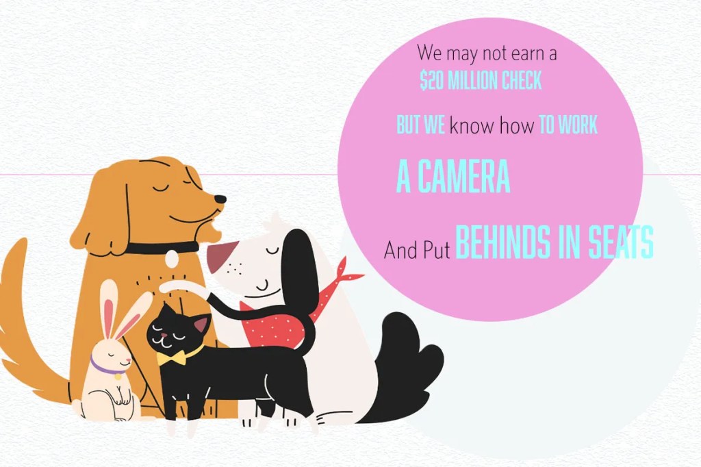 graphic featuring 2 dogs, a cat and rabbit. All with distinct poses with eyes closed