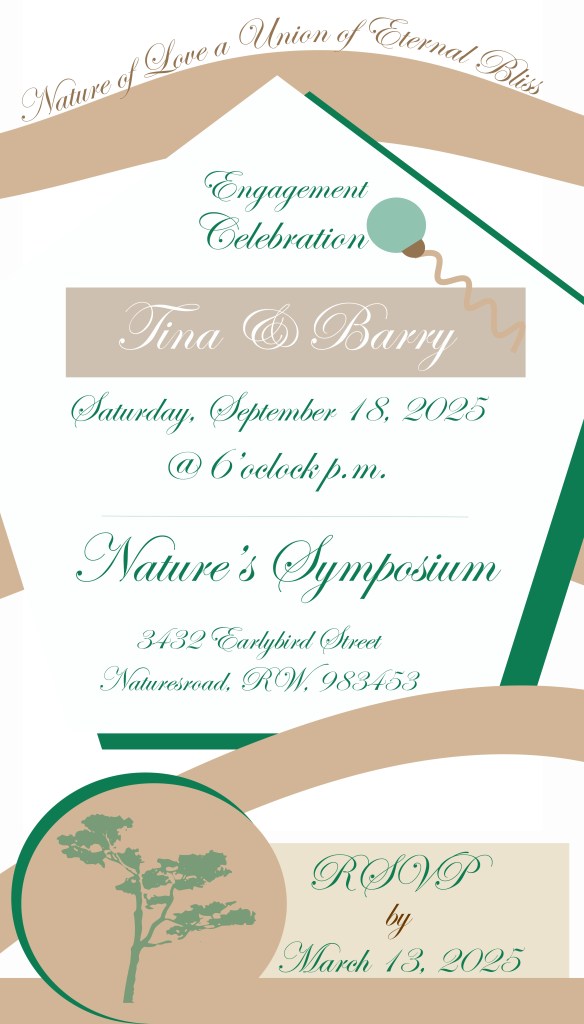 A mock graphic of an engagement celebration