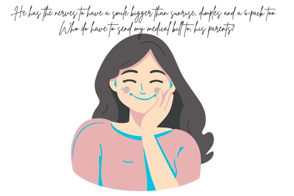 A young woman blushing