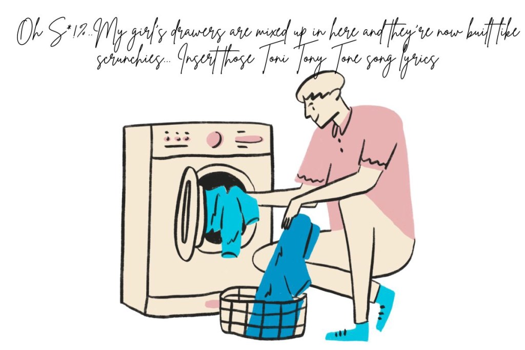 A young man taking clothes out the dryer