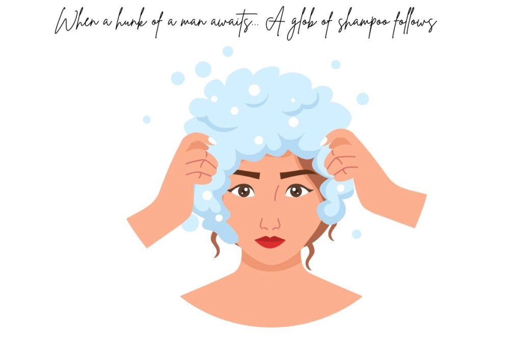 A woman shampooing her hair for a date