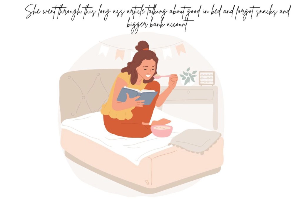 A young woman sitting in bed reading a book