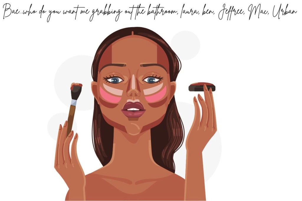 A young woman doing her makeup