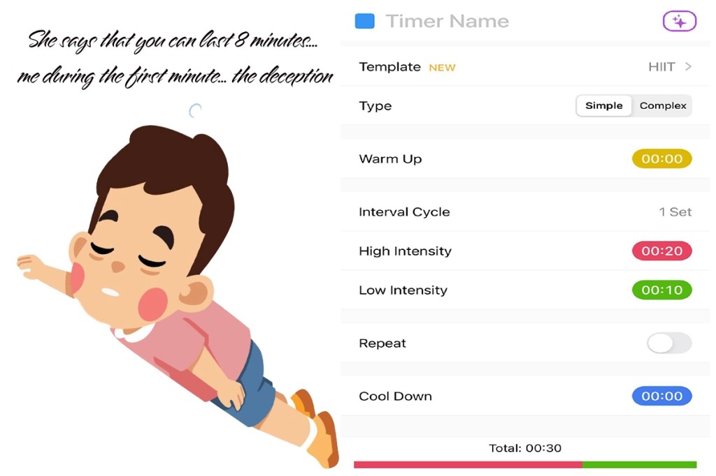 A young man passed out and image of interval timer