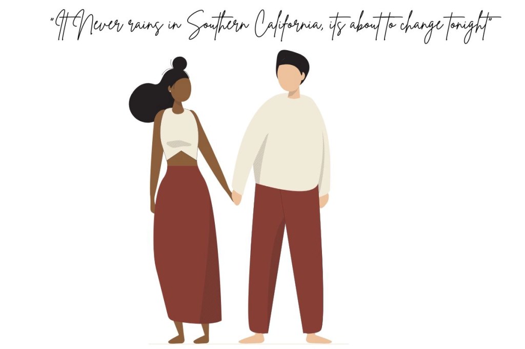 A young interracial couple holding hands