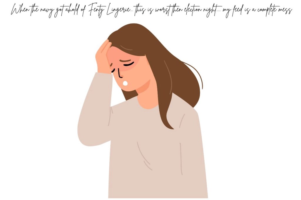 A young woman holding her head perplexed