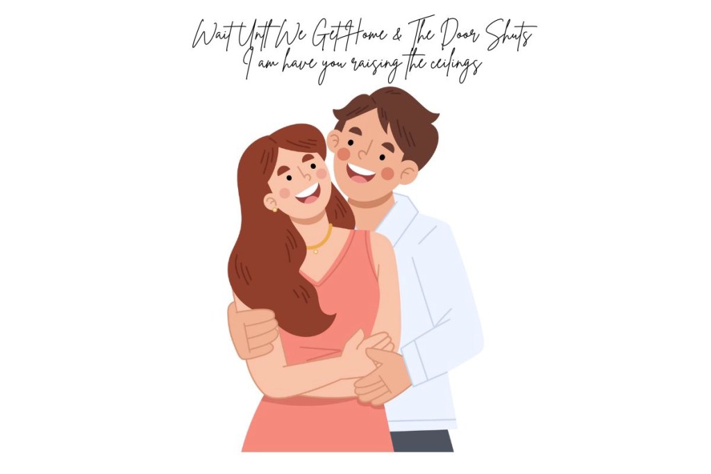 a young cuddling together. The man is cuddling the woman from behind.