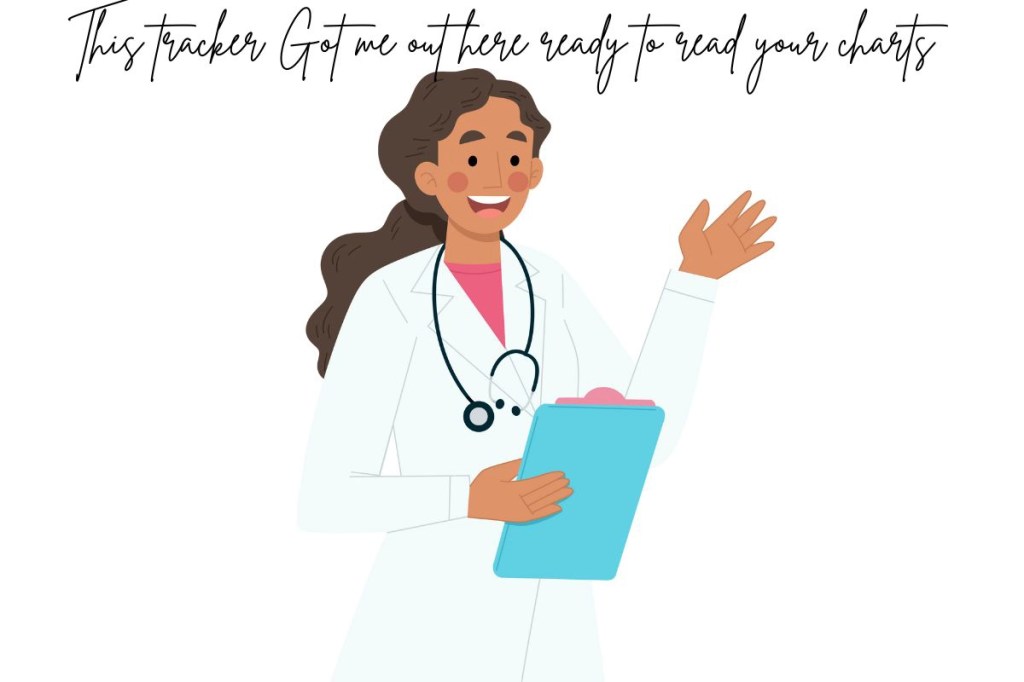 A graphic featuring a young woman doctor