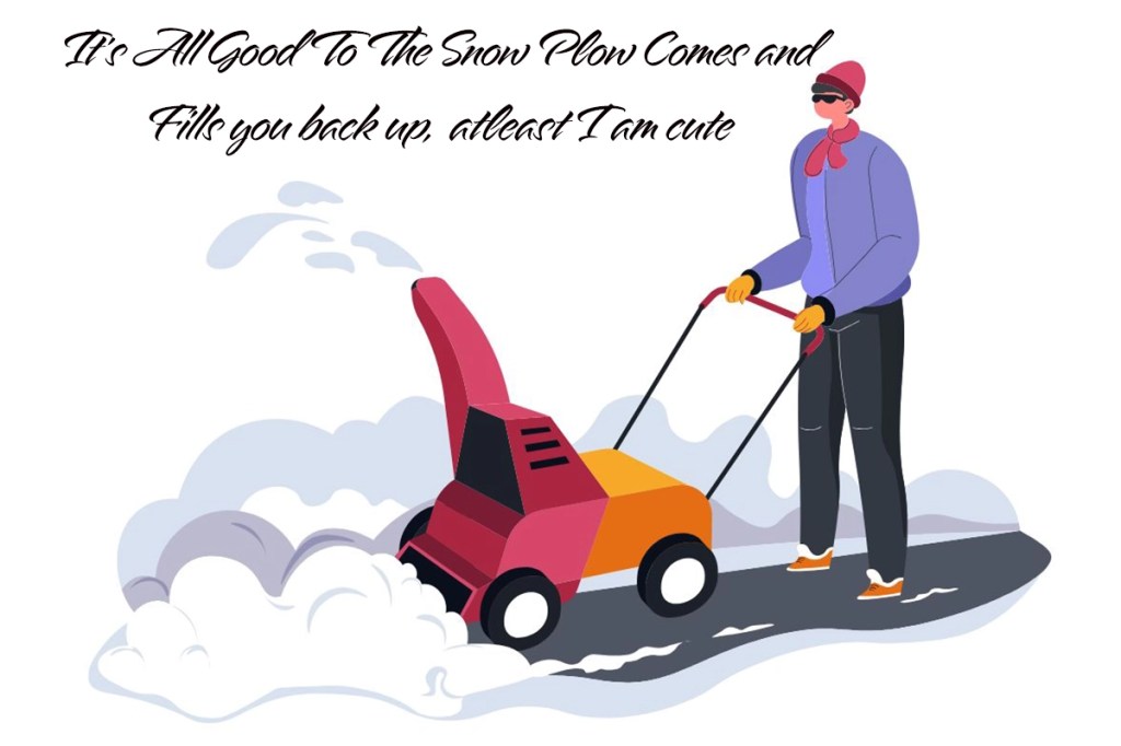 A young man using a snowblower on his sidewalk