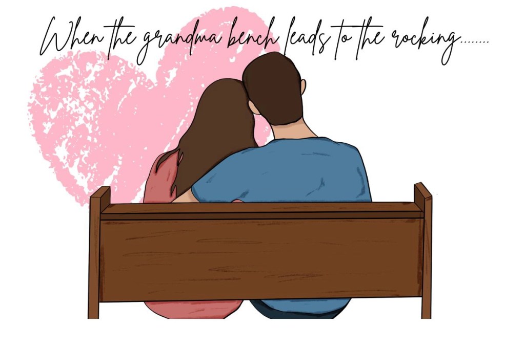 a couple cuddling together on a bench