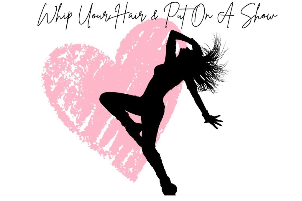 A graphic featuring a woman strip dancing