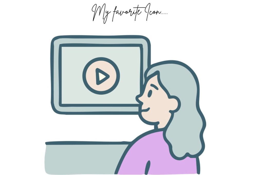 a woman looking on screen with youtube icon