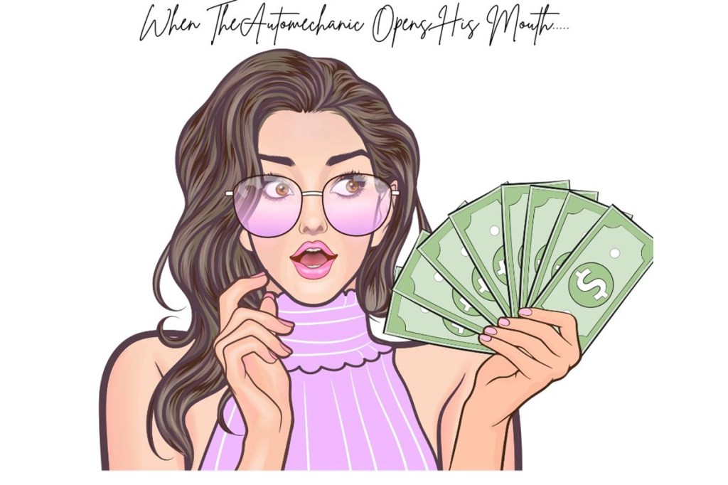 A young woman holding money