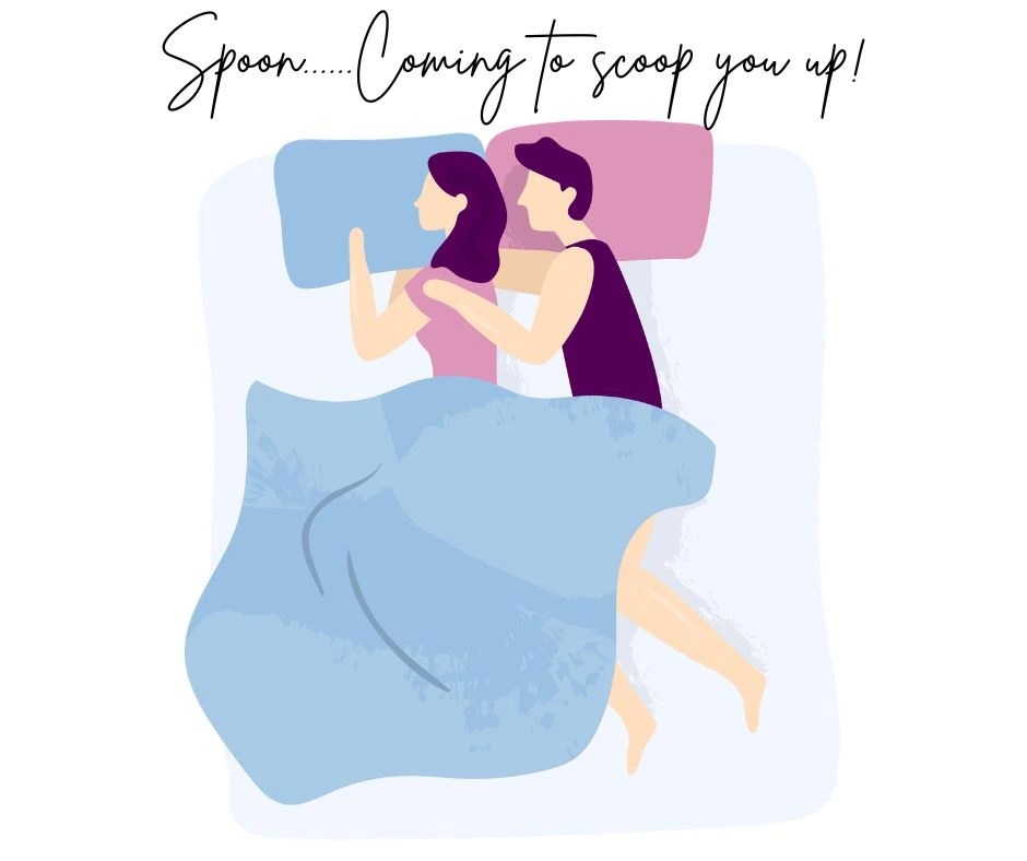 A young woman laying sideways next to her boyfriend/husband